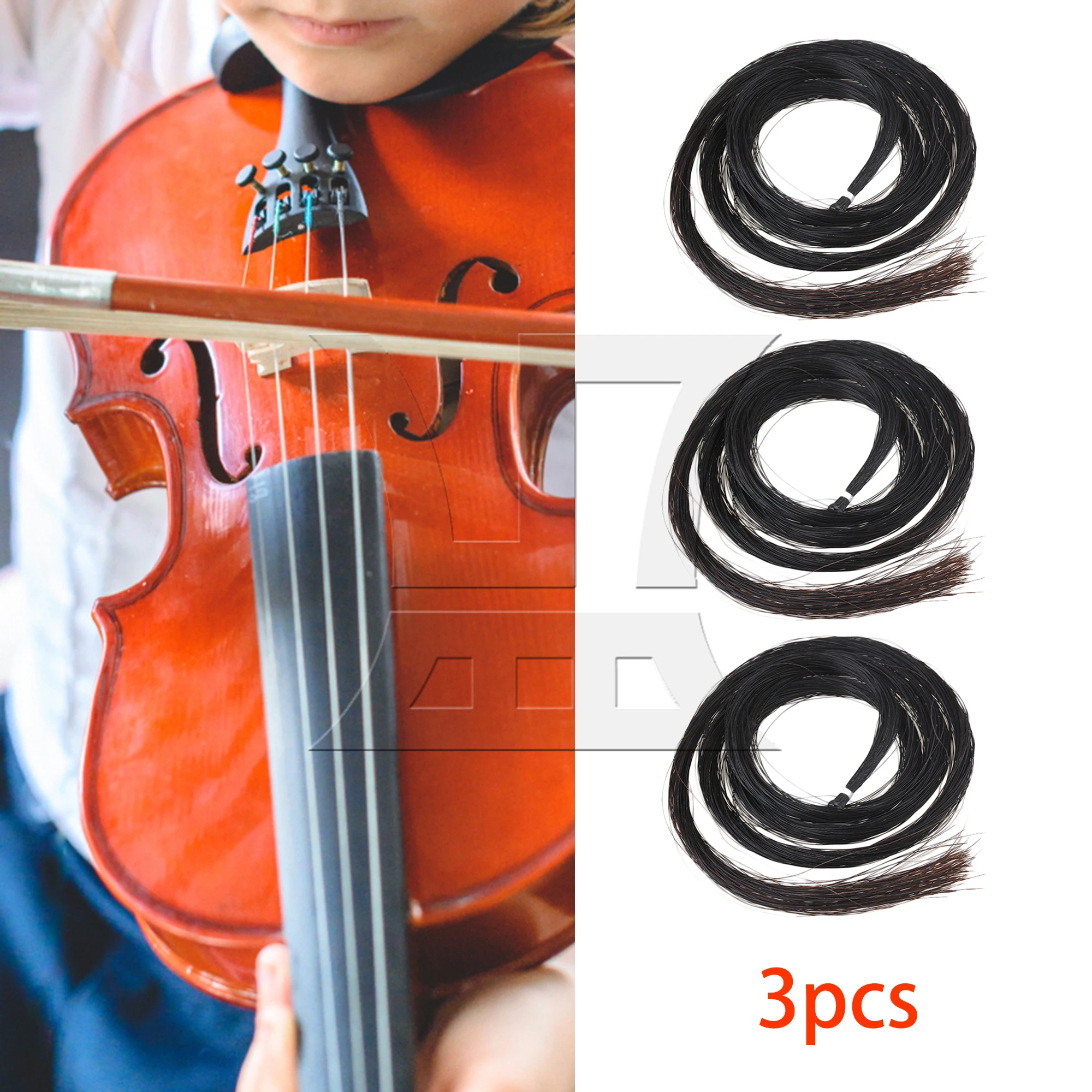 

Yibuy 3pcs Violin Tail Hair, Black, Length 82-85cm, Suitable For Violin Repair And Replacement