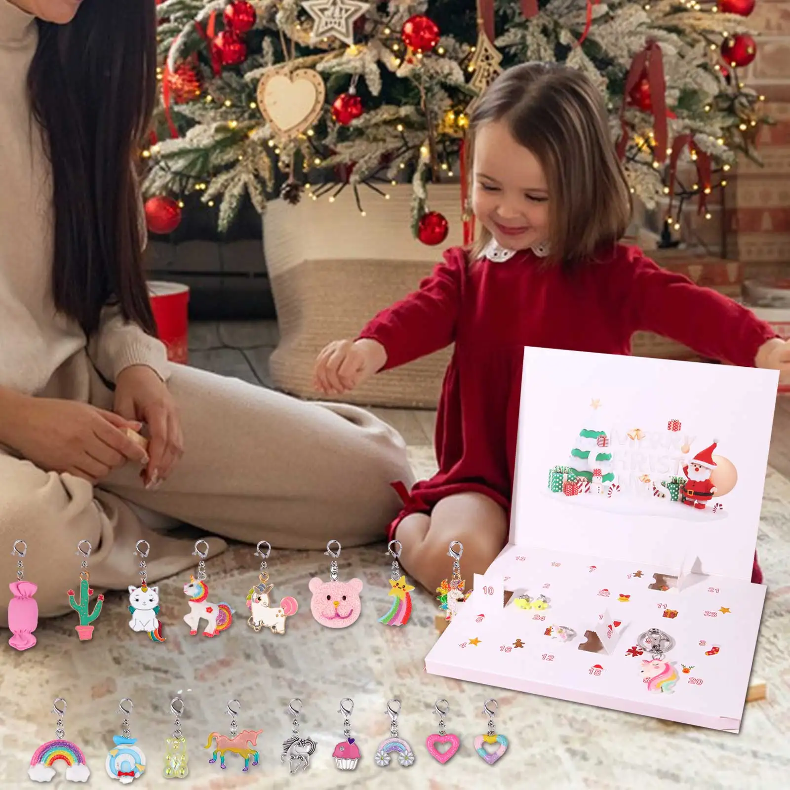 Minuterie numérique pour enfants, compte à rebours, calendrier de l'avent de noël pour enfants, ensemble de bijoux, bague, collier, boucles d'oreilles, minuterie de sable 24 pièces pour enfants