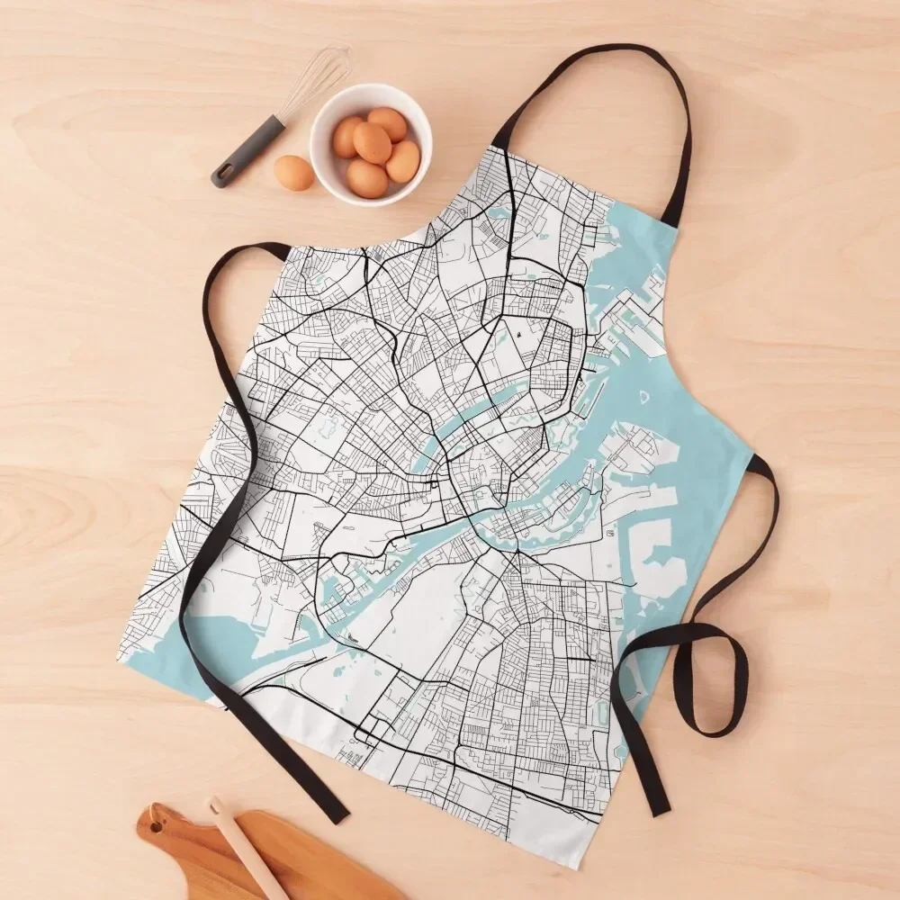 

Copenhagen City Map of Denmark - Circle Apron For Kitchen Kitchen Kawaii Accessories For Kitchen Women man chef uniform Apron