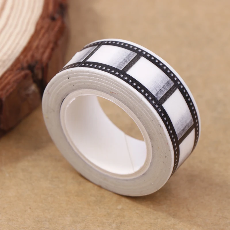 10M*15mm Tape Camera Roll Print Scrapbook DIY Sticker Decoration Japanese Retro Tape Paper Black White Edges 10m