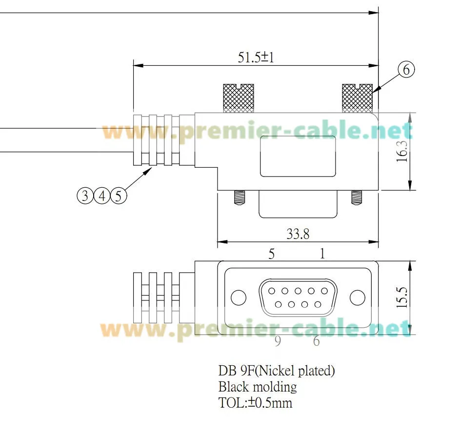 Rechtwinkliges, flaches DB9-Buchsenkabel RS232, platzsparendes D-Sub 9-Pin RS232-Einzelkabel für Computer, Drucker, Scanner – Detail 7