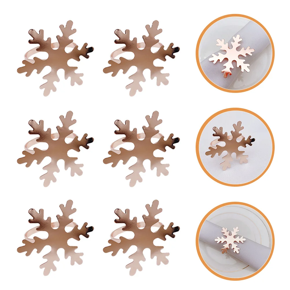 

6 Pcs Snowflake Napkin Buckle Christmas Holder Buckles Decorate Rings Wedding Metal