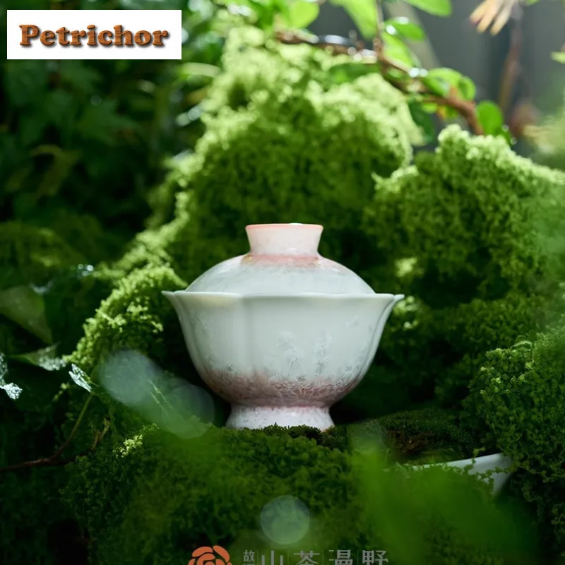 

90ml Crystal Gradient Ramp Pink Gaiwan Handmade Tea Tureen Tea Bowl With Lid Kit Tea Maker Cover Bowl For Tea Supplies Craft