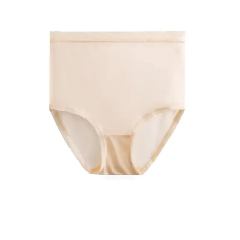 3Pack 100% Mulberry Silk Women High WaistLace Breathable Antibacterial Seamless Triangle Silk Underwear Briefs Panty Women