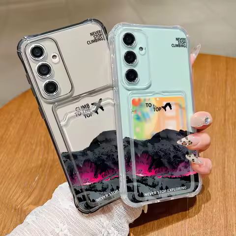 Card Bag Wallet Case For Samsung Galaxy A55 A35 A15 A16 A56 S25 S24 S22 Ultra S23 S24 FE Airplane Mountain Print TPU Phone Cover