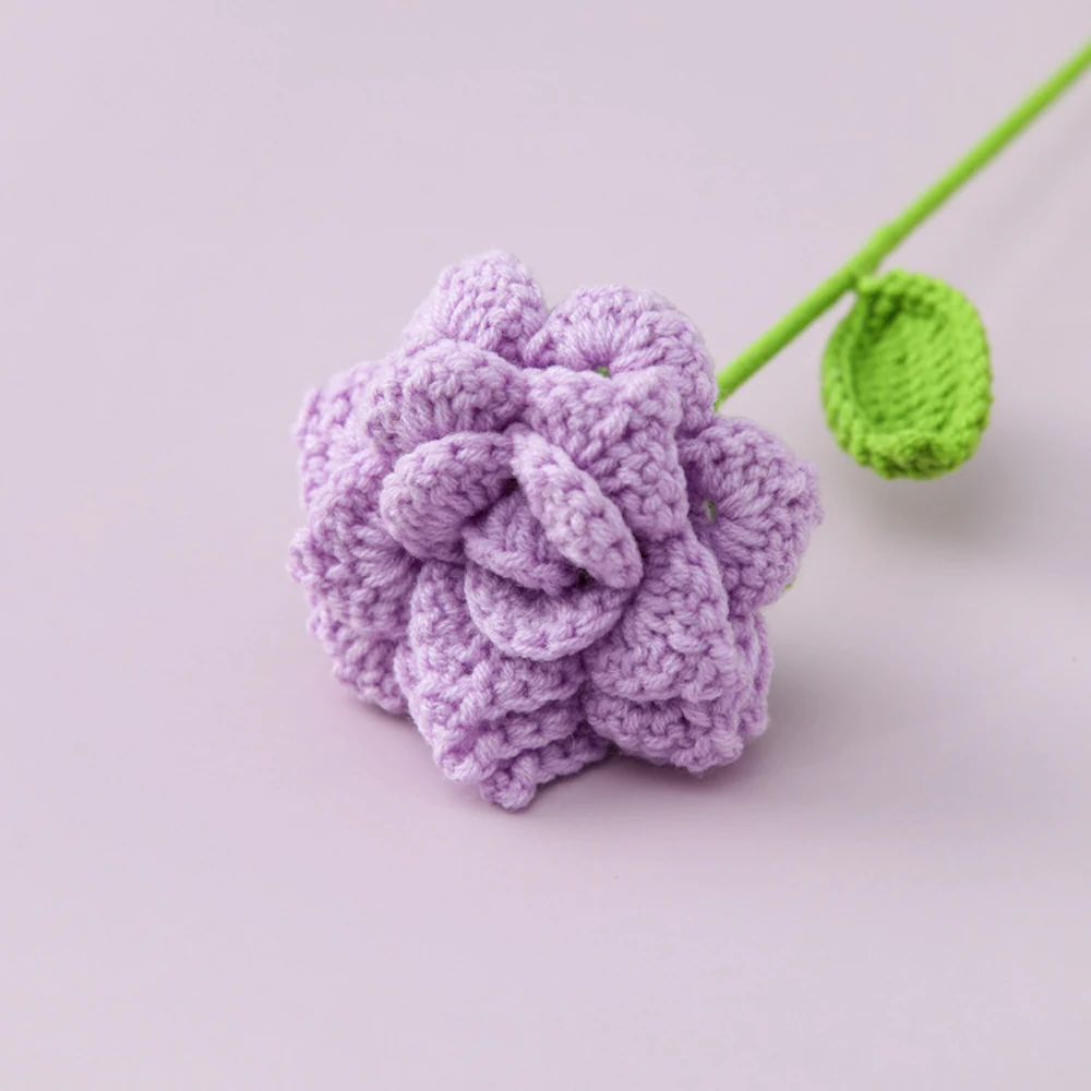 Gestrickte Rosen-Blumensträuße Gehäkelte Hochzeitssträuße Gestrickter Blumenstrauß Heim- und Partydekoration Geschenk für Freunde Abschlussstrauß – Detail 6