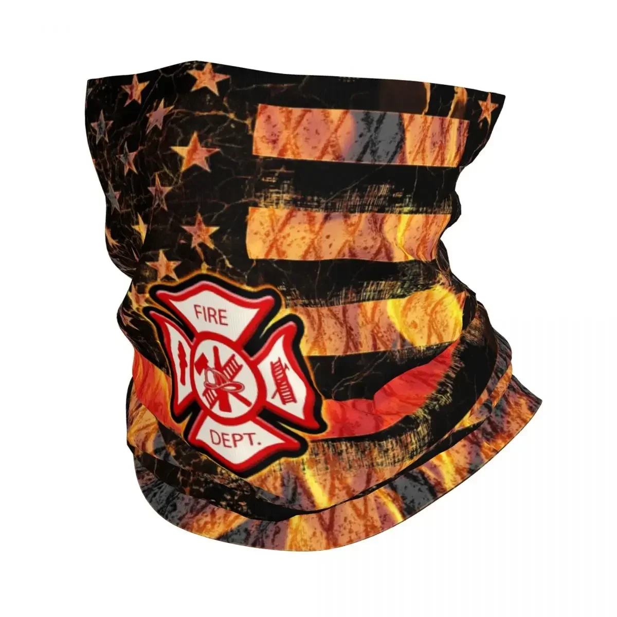 New Firefighter Cross And Flames Bandana Neck Warmer Women Men Winter Hiking Ski Scarf Gaiter Face Cover