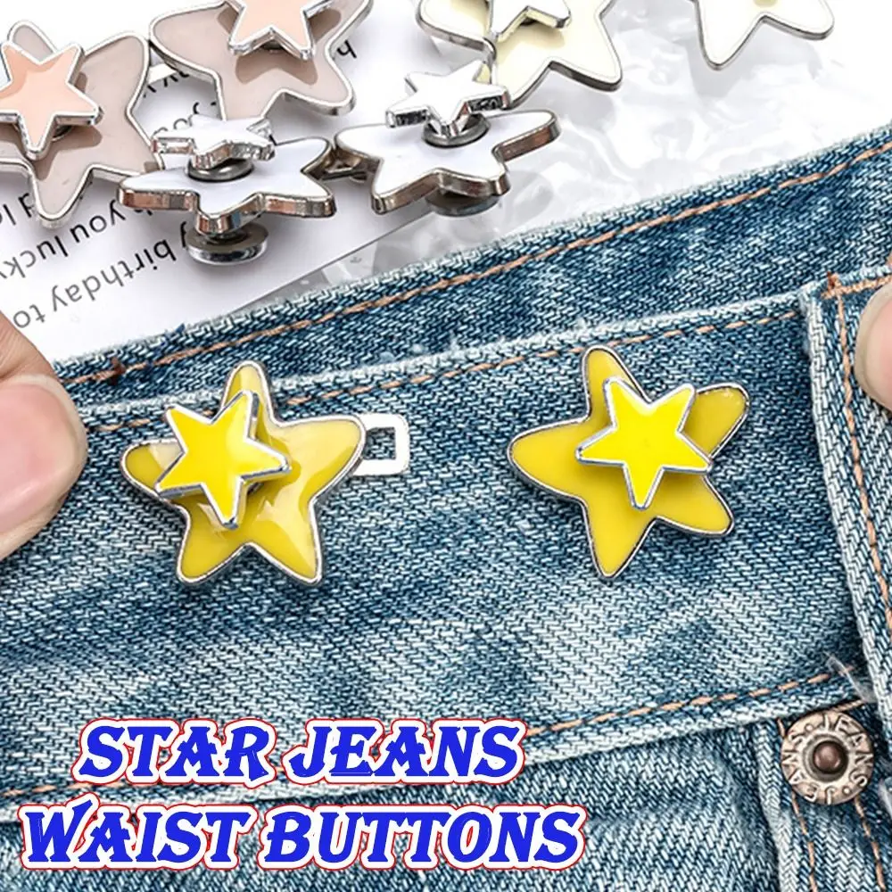 Adjustable Waist Jeans Waist Buttons No Sew Removable Waist Cincher Buckles Interlocking Structure Nail Free
