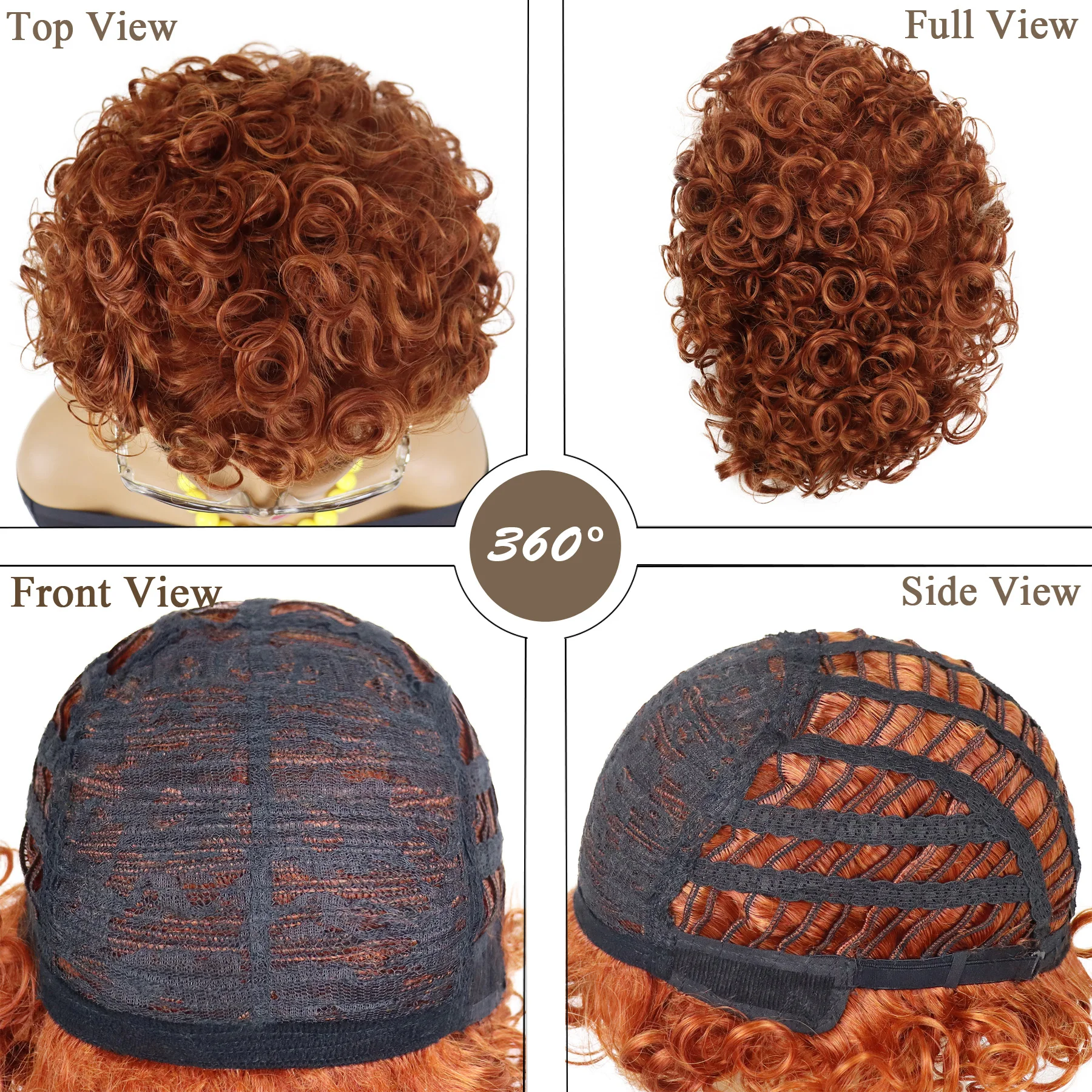 باروكات برتقالية صناعية للنساء شعر مستعار قصير مجعد بني مع الانفجارات شعر أحمر حليقة شعر مستعار أفريقي أنثى شعر مستعار توابل طبيعي الجليد سحب الملكة