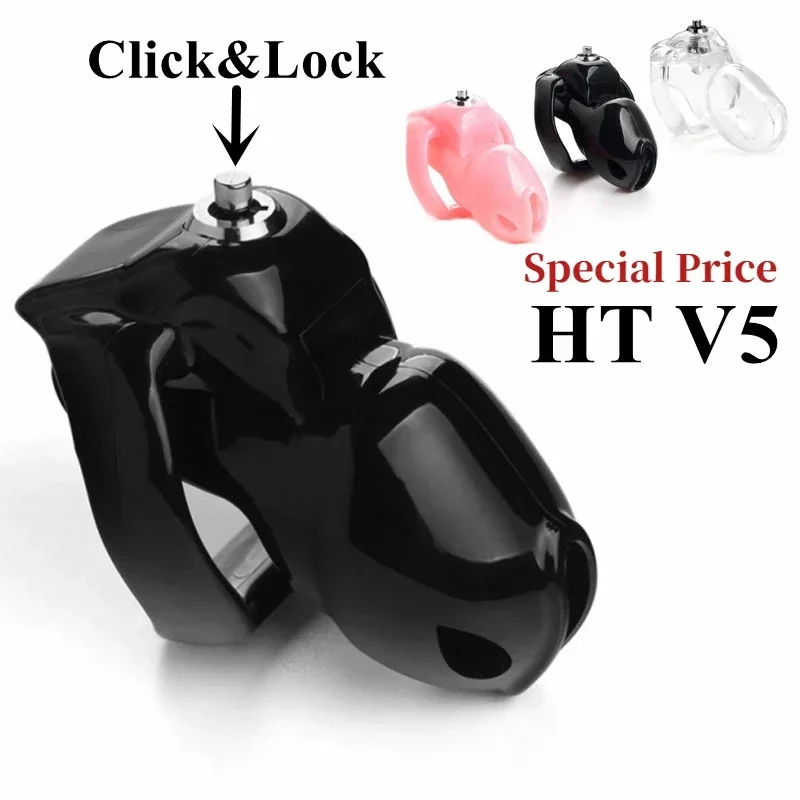 High Quality HT V5 Cock Cage Male Click & Lock Penis Ring Chastity Device/Belt Chastity Inescapable Extreme Sex Toys For Men Gay