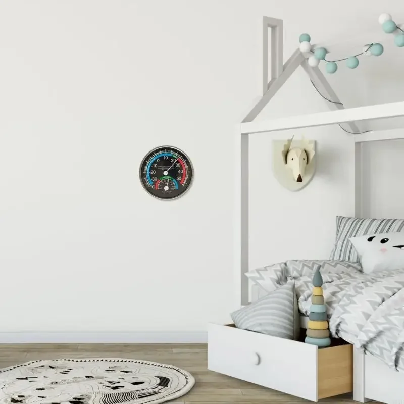 Termómetros analógicos montados en pared Temperatura del humbrómetro Medidor Pantalla transparente Termoshigrómetro 13