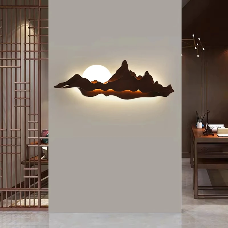

Living Room Hall Bedroom Cabin Background Wooden Wall Lamp Modern Home Decoration Art Led Wall Light For Bedside Corridor Stair