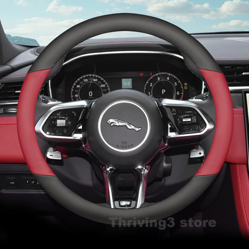 

Leather Car Steering Wheel Cover For Jaguar F-PACE I-PACE XE XF XJ Series F-TYPE XK 2025 Non-slip Auto interior Accessories