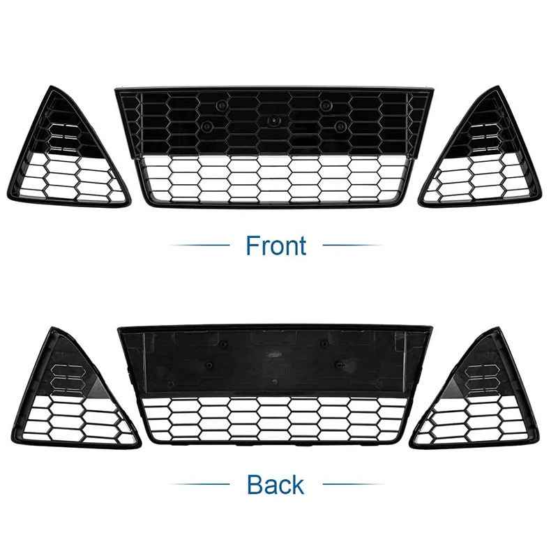 3Pcs Car Honeycombed Front Bumper Lower Grille Grills for Ford Focus 2012 2013 2014