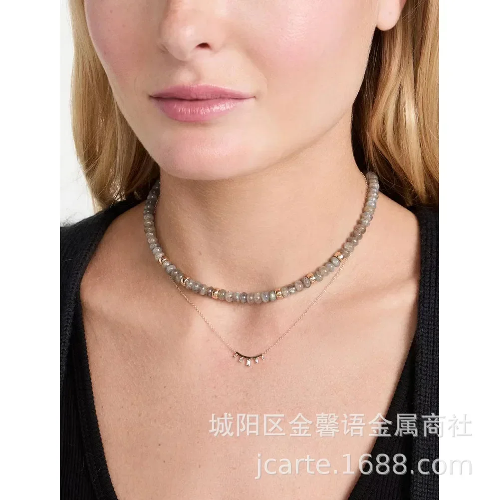 Joyería europea y americana, nicho ligero, estilo lujoso, cuentas de ábaco, collar apilable fresco y Simple