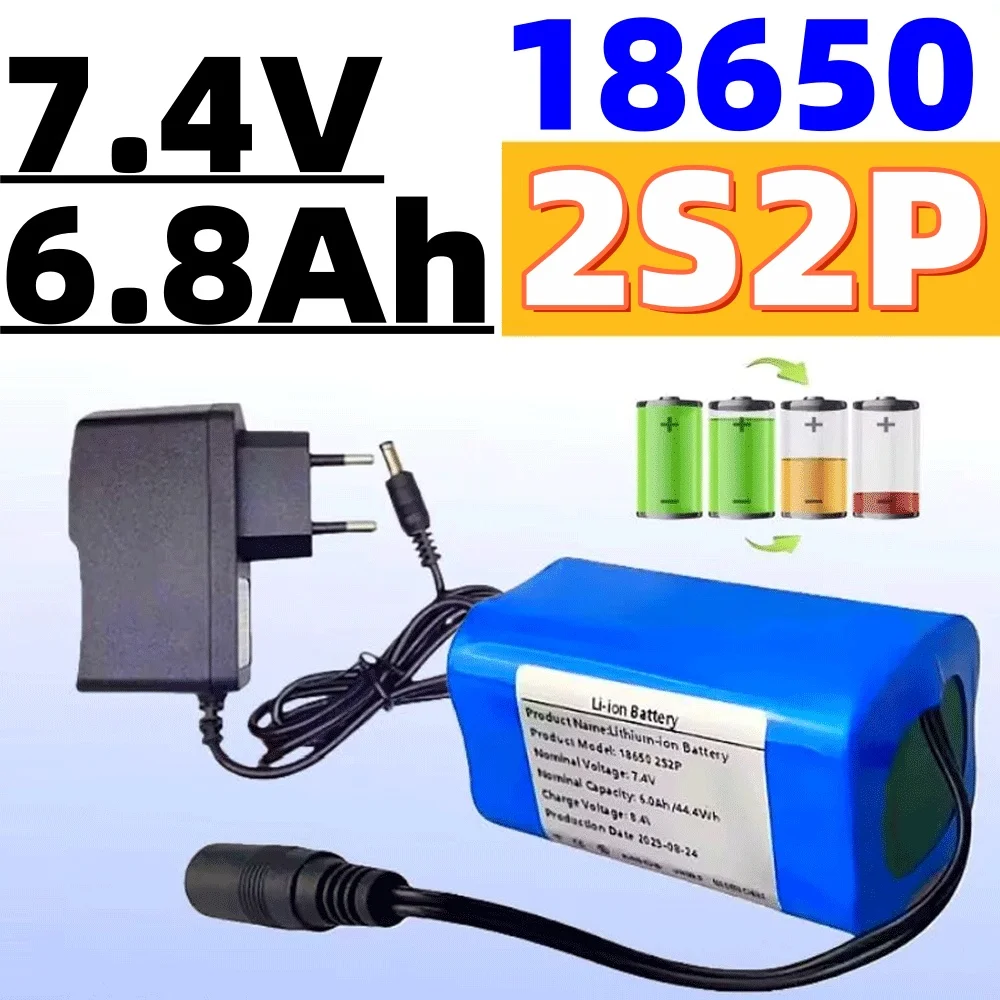 

2026 7.4V 6.8Ah 2S2P For T188 T888 2011-5 V007 C18 H18 So on Remote Control RC Fishing Bait Boat Parts