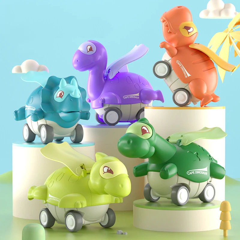 Dinosaur Inertial Car Toy Cartoon Cute Dino Design Pressing Sliding Racing Mini Car Toy Tyrannosaurus Model for Kids Toddler