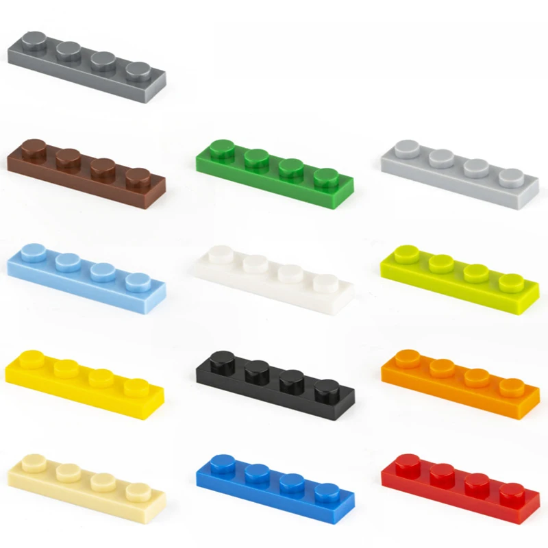 

100g Bulk Small Particle 3710 Building Blocks Plate Brick 1x4 Edge Strip Foundation Accessories Blocks Castle Toys