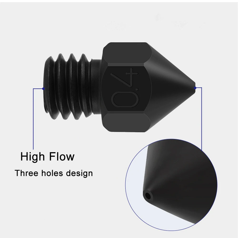 Форсунка MK8, высокопоточная, 500 °C, закаленная сталь 1,0/0,8/0,6/0,4/0,2 мм, запчасти для 3D-принтера M6, Форсунка для Ender 3 Upgrade Ender 5 CR20