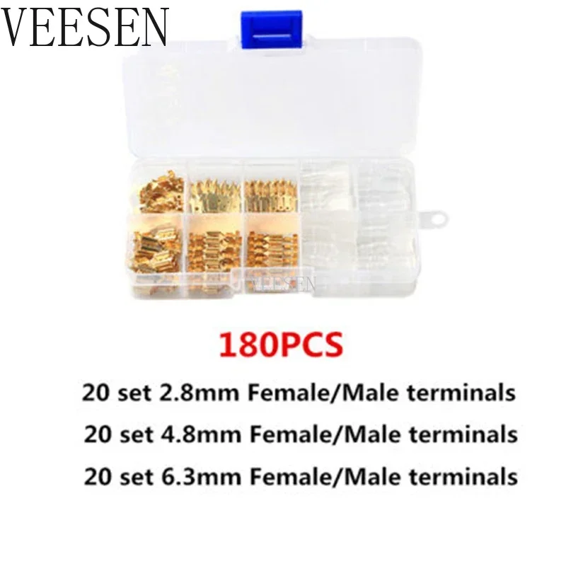120/180/200/320Pcs /Set Insulated Wire Connector Electrical  Crimp Terminals 2.8/4.8/6.3mm Spade Connectors Assortment Kit
