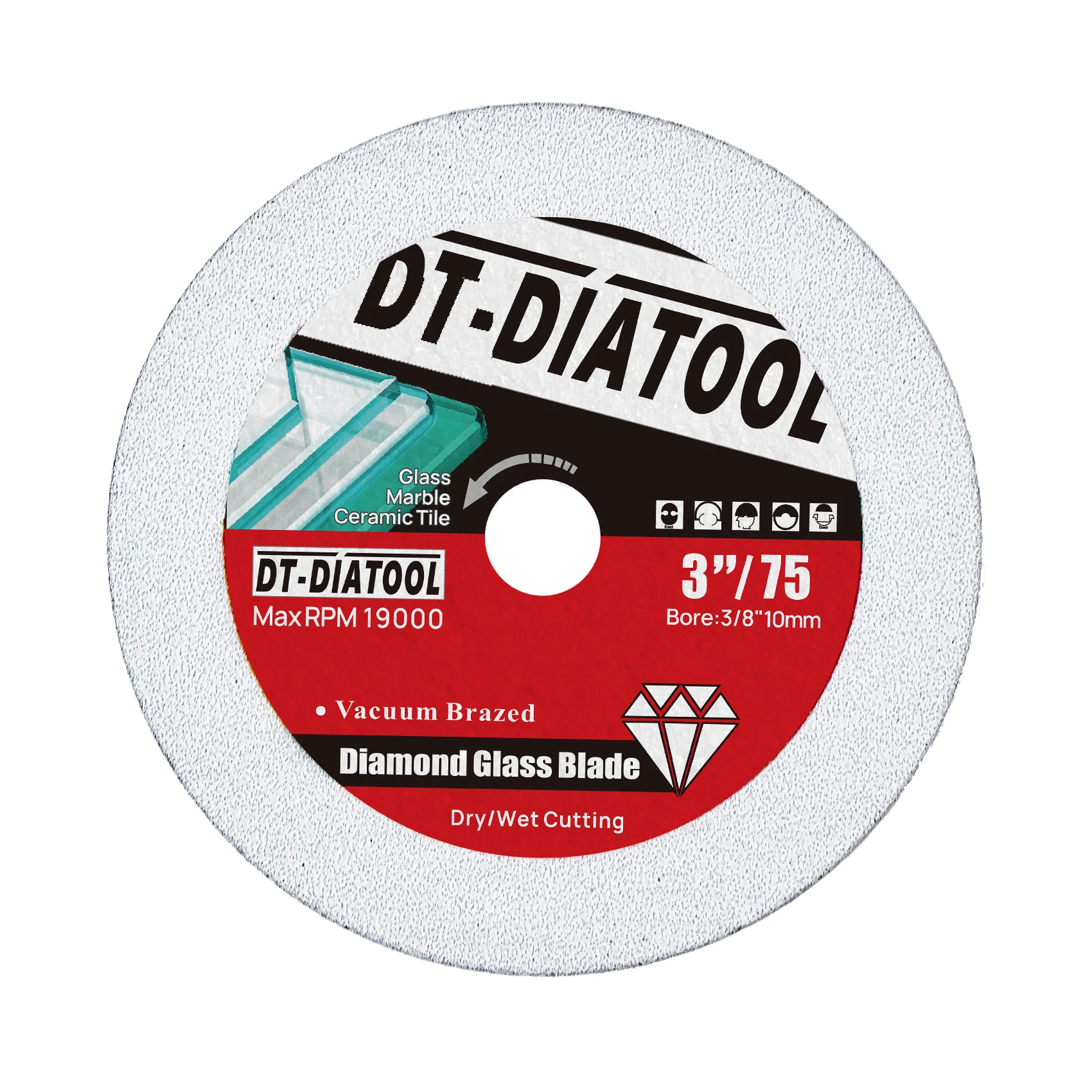 

DT-Diatool 1pc 75mm Diamond Saw Blade Cutting Glass Jade Marble Tile Hand Tool Mini Angle Grinder 3 inch Plate Cutting Wheel