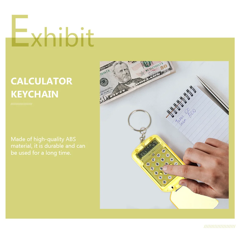 4Pcs Mini Electronic Calculators Keychains 8 Digits LCD Display Portable Pocket Calculator for Home Office Use