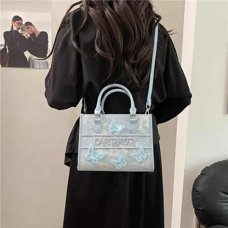 

Новое поступление 2025, женская большая вместительная сумка с вышивкой букв, сумка через плечо через плечо - модный просторный модный кошелек