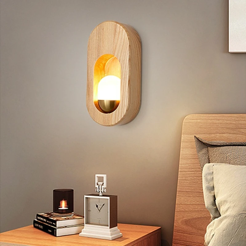 Environmentally Friendly Solid Wood Wall Lamps Bedroom Bedside Light Living Room Decor Led Light Fixture Aisle Illumination 2026