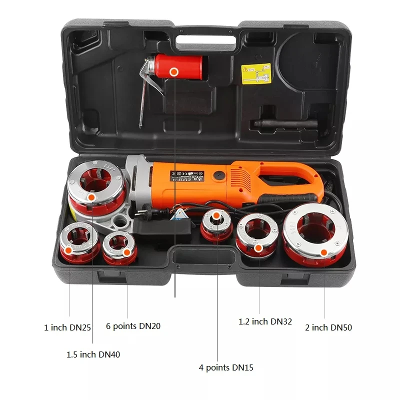 Máquina roscadora de tubos eléctrica portátil de 220V, tubería de acero manual, tubería de plástico, rosca de bisagra de tubo de hierro, roscado de tubos galvanizados