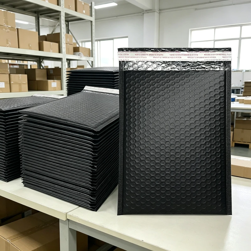 100Pcs Black Padded Bubble Mailer Self‑Adhesive Seal Cushioned Envelopes Lightweight Waterproof Shipping Packaging Bags