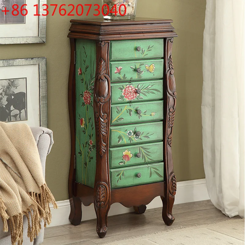 

Винтажный окрашенный флип с зеркалом, двухдверный шкаф для ювелирных изделий, шкафчик для спальни