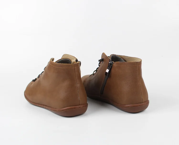 Careaymade-Genuine leather women shoes,Pure handmade ankle boots,cowhide soft soles short boots,large size flat shoes size 35-42