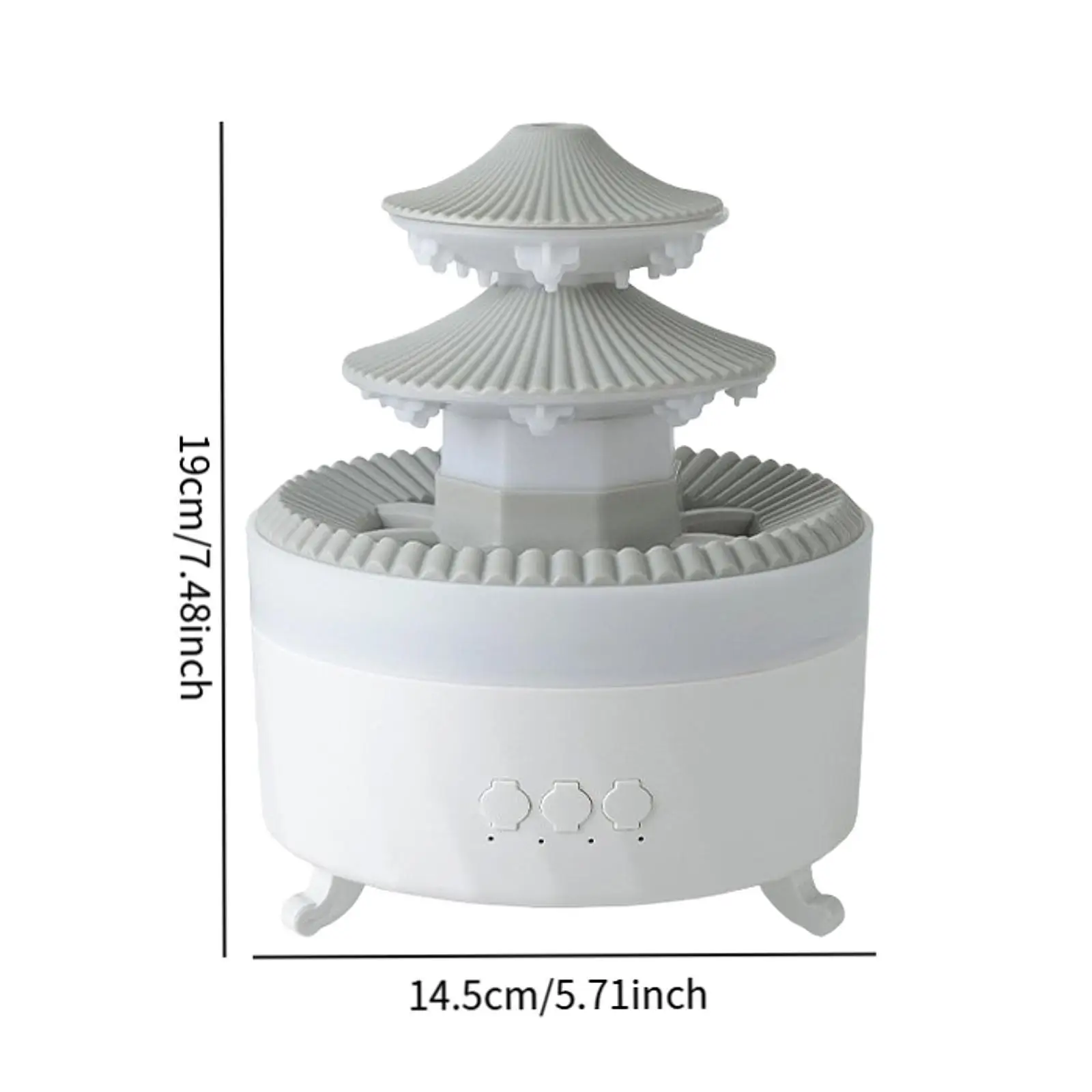 Umidificador em forma de pagode, difusor de óleo essencial, ue 220v, versátil, 5.7x7.4 polegadas, umidificador de mesa para casa, escritório, berçário, elegante