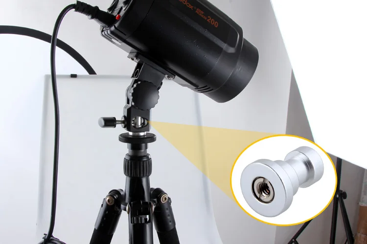 Sekrup adaptor dudukan Tripod 1/4 3/8 sekrup ke lampu kilat, sekrup braket dudukan foto Studio, aksesori lampu fotografi