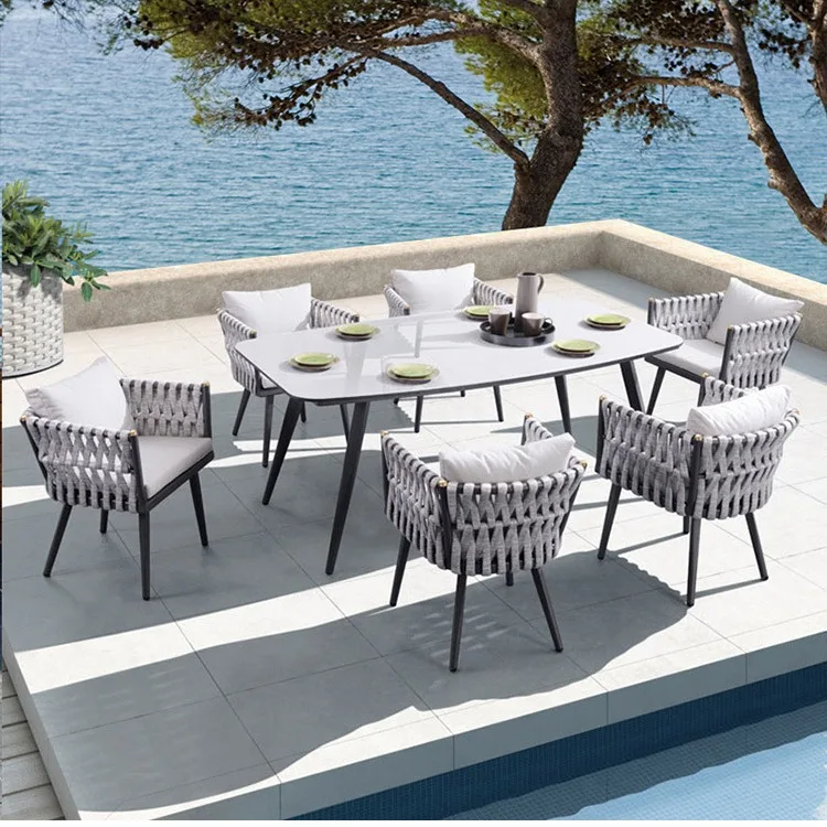 

Outdoor rope table and chair sofa garden balcony terrace B & B hotel courtyard outdoor table and chair sofa set combination