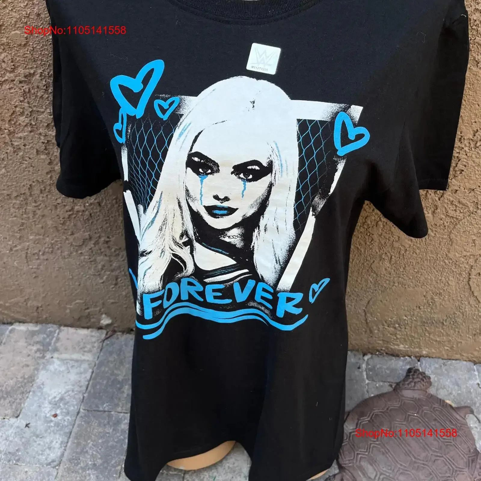 Liv Morgan Forever Blue Logo s Black T shirt Adult Sz M vintage Washed Soft Top For Everyday Wear Stretched Comfortable