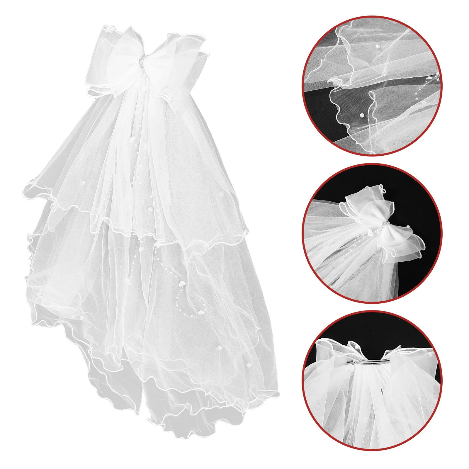 

Белая фата с бантом для девочек, головной убор для первого причастия, детский аксессуар для католических религиозных церемоний, фата для Святого Причастия