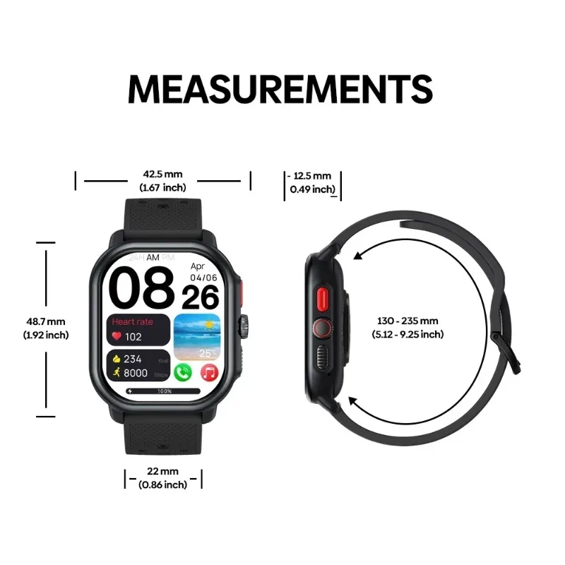 GPS Smart Watch 2.15'' AMOLED Display Bluetooth Call Fitness Tracker Sports Watch Men Women