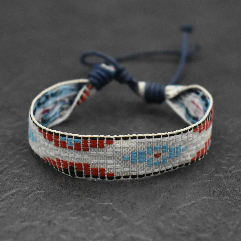 Woven Ethnic Pattern Stylish Gift Cool Multicolor Handmade Bracelet Bohimian Bangle Unisex Wholesale Adjustable