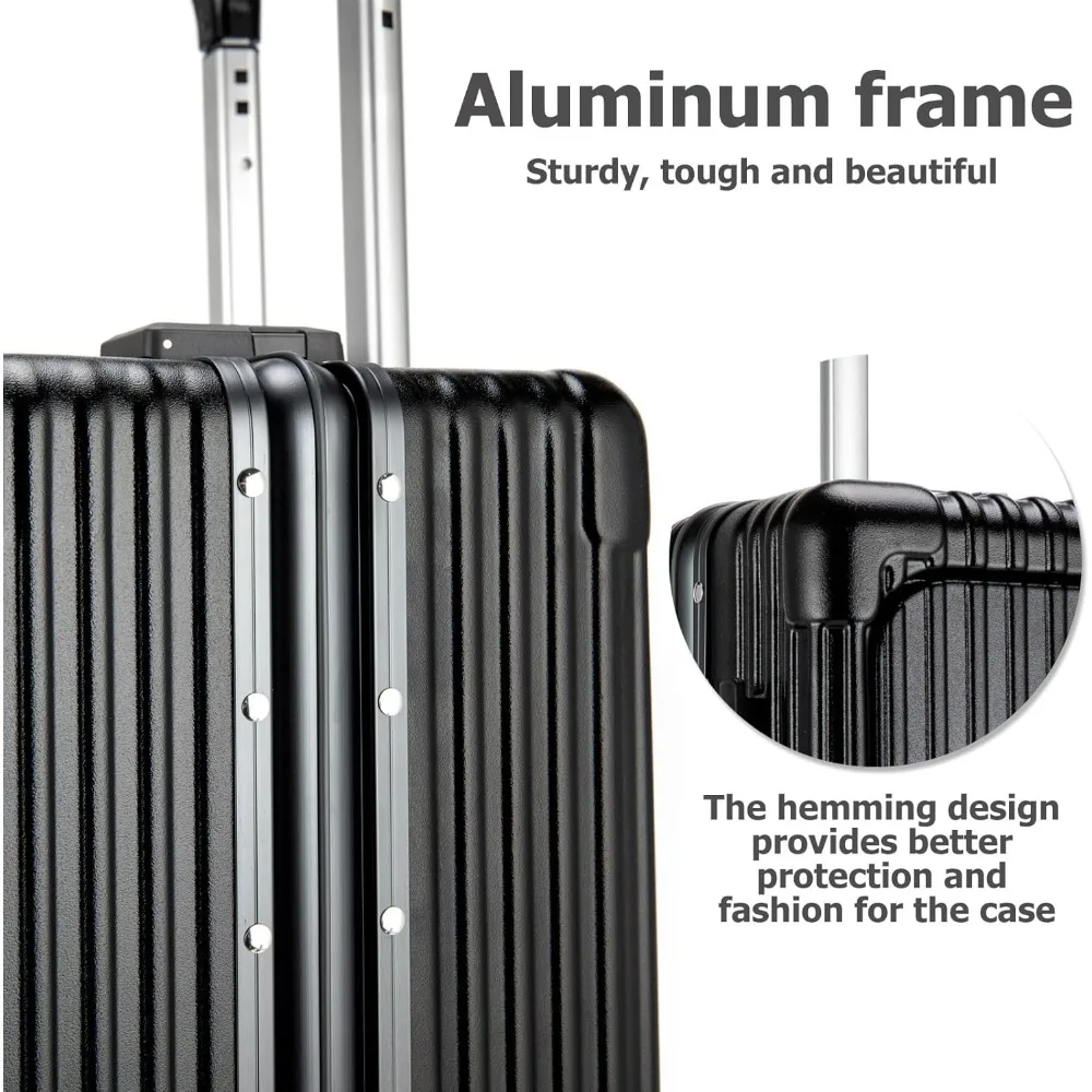 20in Aluminium Frame Hardside Expandable Spinner Wheel Luggage, TSA lock Carry on Suitcase, with Cup Holder & Phone Holder