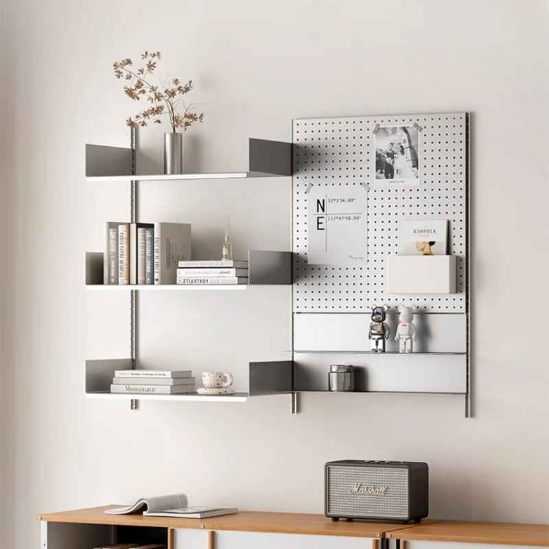 Stainless Steel Wall Mount Cup Rack Coffee Corner Modular Shelf MultiLayer Wall Storage System Interchangeable Rail Display Unit