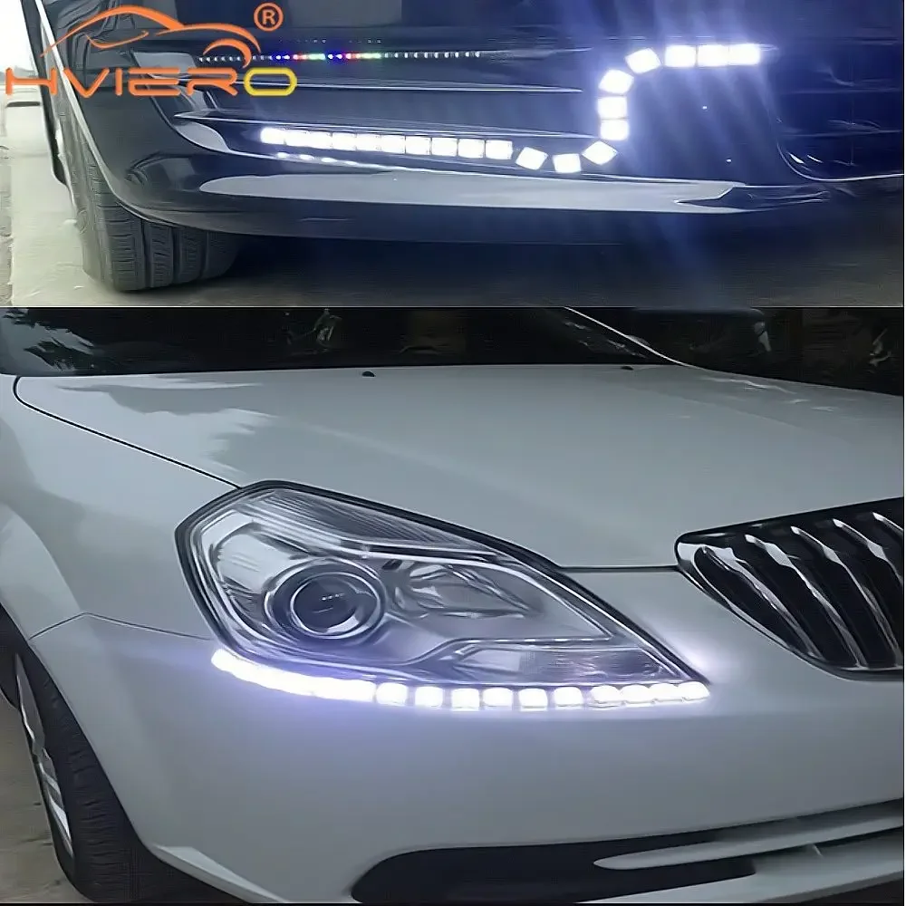 2Pcs Universal Car Led DRL Daytime Running Light Flexible 6LED White Waterproof Driving Fog Bulb Warning Lamps Styling Auto LED