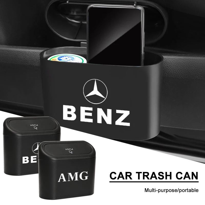 Car Trash Can Storage Box Vehicle Multifunctional Garbage Dust Case For Mercedes Benz B/C/E/S Class A Class C200L GLC GLK CLA