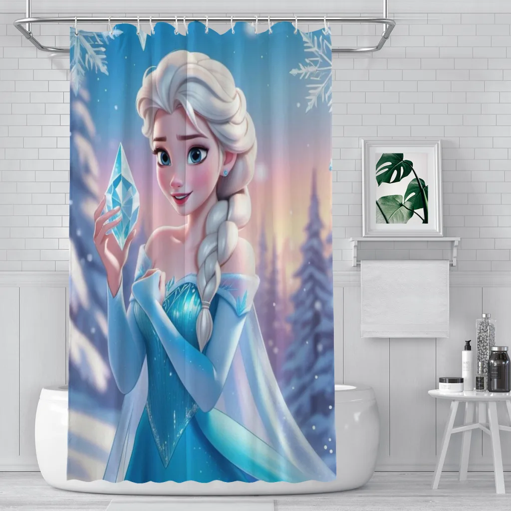 

Modern 3D Printing Frozen Disney Elsa Shower Curtain Landscape Bath Curtain With Hooks for Bathroom waterproof scenery