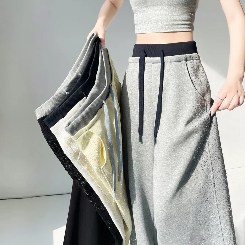 

Летние женские повседневные брюки с высокой талией и широкими штанинами, модель Drill Star Bend Knife, трансформируемые спортивные брюки из полиэстера, коллекция 2026 года