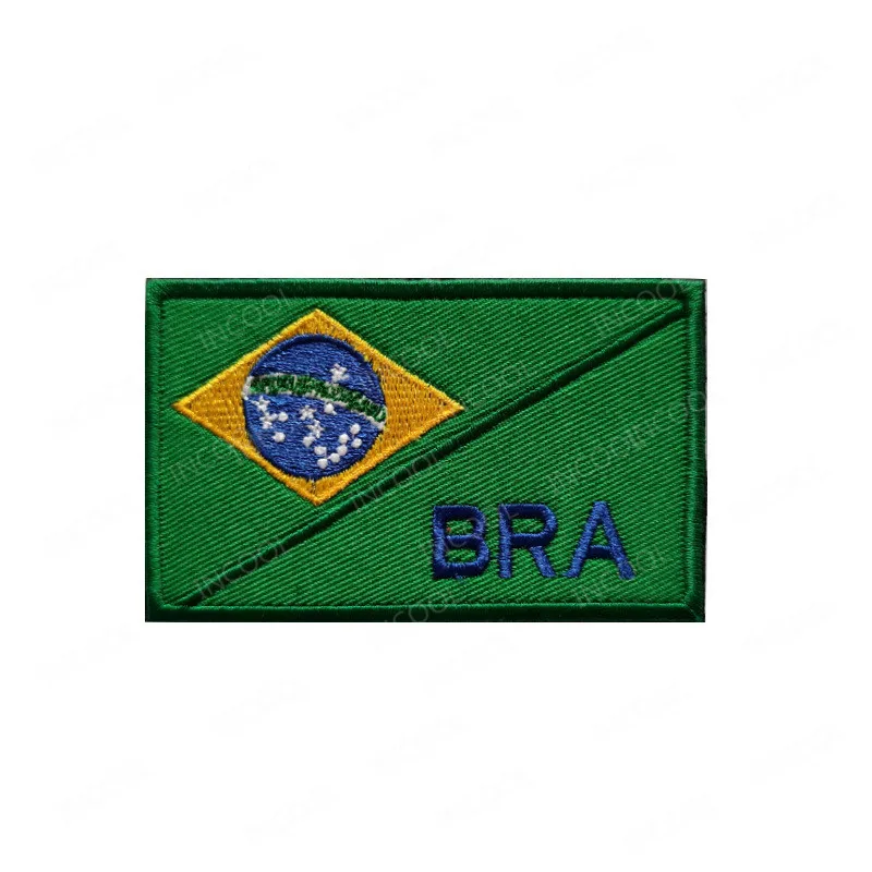 Brazil Flag Embroidered Patches IR Reflective 3D PVC Rubber Flags Decorative Patch Brazilian BRA Patch For Clothing Bag Cap