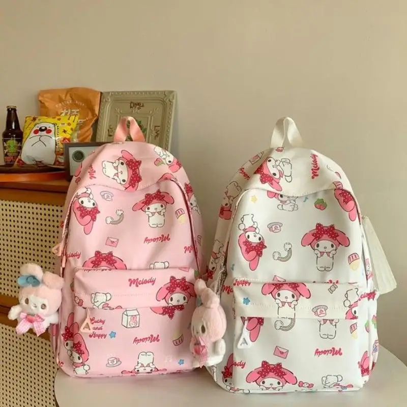 

New Style Sanrio My Melody Cartoon Large Capacity Campus Backpack Waterproof Print Leisure Versatile Student Bag Children Gift