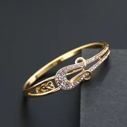 Sunspicems Morocco Bangle Thin Women Bracelet Arabic Crystal Bangle Chic Bowknot Bracelet 18K Gold Color Dubai Bride Jewelry