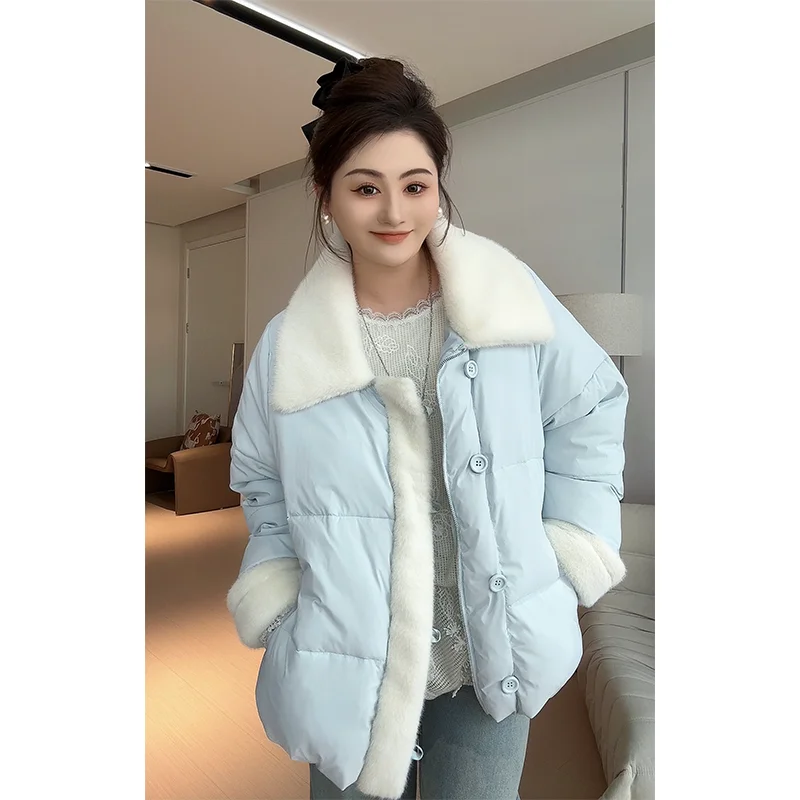 

Padded Cotton Jaet Women's Collar Color Blo Winter Coat Versatile Long Sve Loose Fit Polyester Fabric Pure Color Design