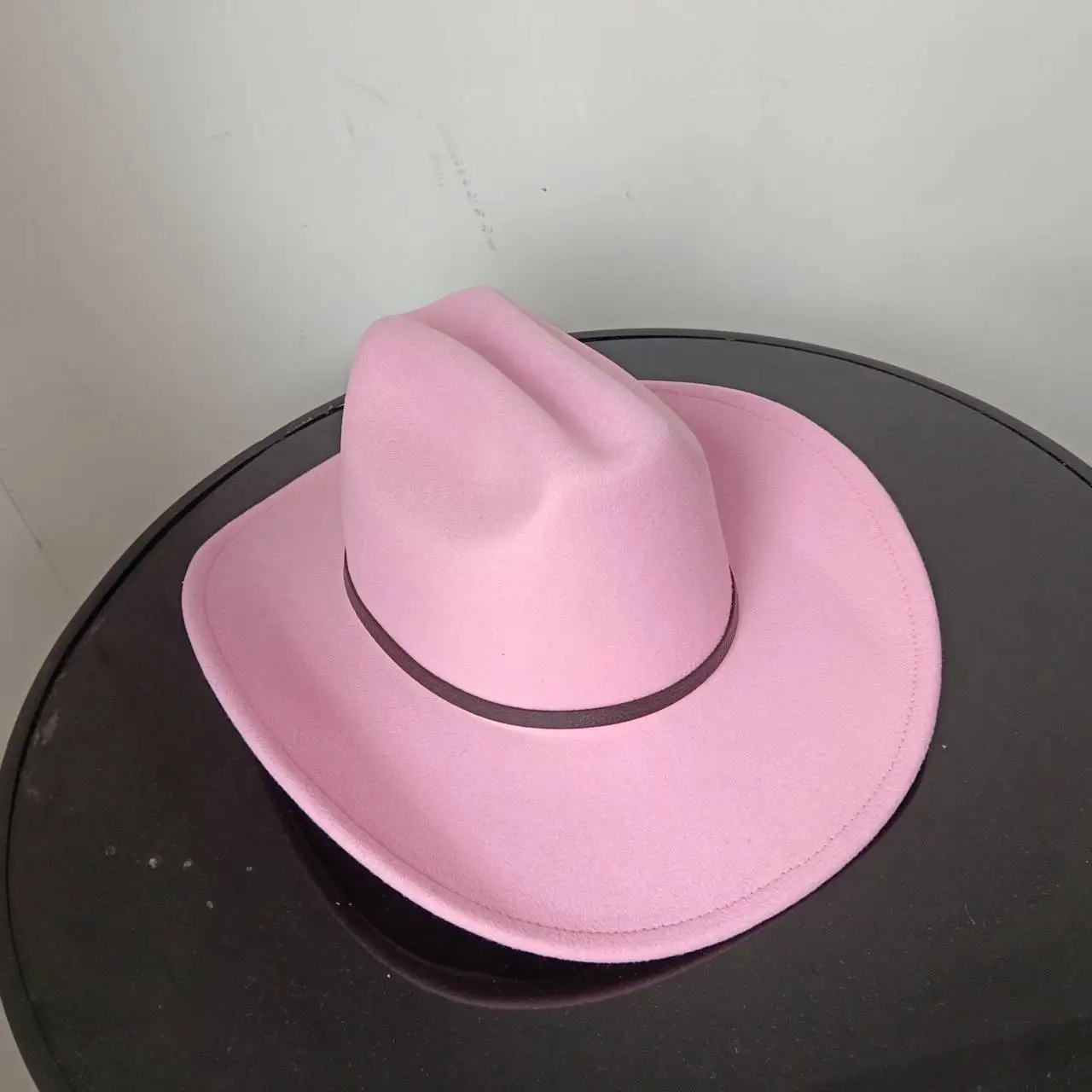 Pink Vintage Unisex Vintage Wide brim fedora hat Cowboy hat cowboy girl western hat with tassel woven fedora hat with size 58-59